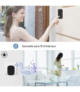 Sonnette Vidéo WiFi 1080P HD - Caméra Sans Fil avec Vision Nocturne IR, Détection de Mouvement PIR